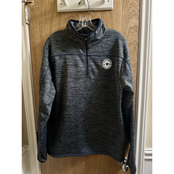 Dallas Cowboys Authentic Track Collection 1/4 Zip Sweatshirt Heather Black Sz L - Picture 1 of 8